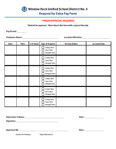 Request for Extra Pay Form